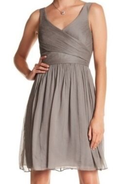 J.Crew Heidi Gray 100% Silk Shell Chiffon Dress Size 16 NWT Bridesmaid Formal